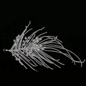 Luxurious Diamond Chain and Crystal Beaded Hair Clip